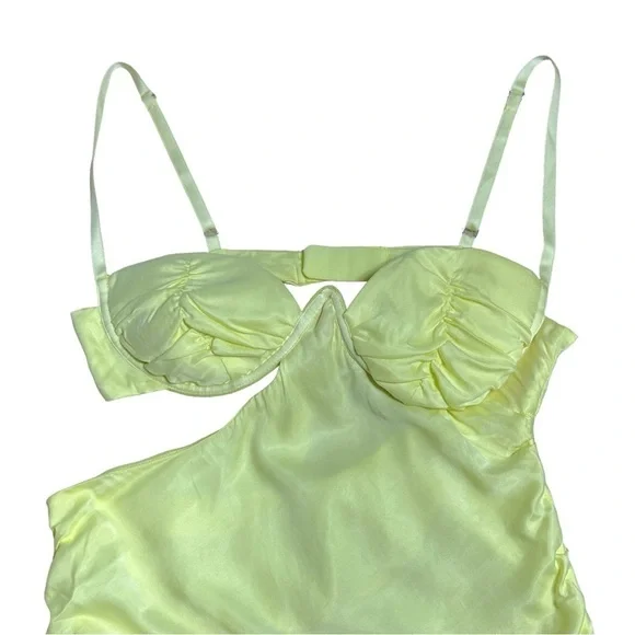 For Love & Lemons Yellow Ruched Rana Mini Dress US S - Picture 5 of 12